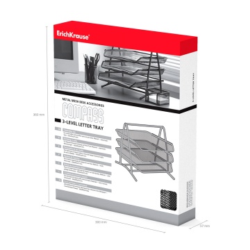 Лоток для бумаг 3-х уровневый металлический ErichKrause Compass, Classic, черный