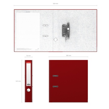 Папка-регистратор с арочным механизмом разборная ErichKrause, Business, А4, 50 мм, бордовый