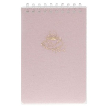 Блокнот А6 пластик, эластичн.гребень, 80л. "Кофейные истории. Чашка кофе" тисн.фольгой