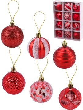 Набор елочных шаров 6 см, 12 шт. "Мечта" красный