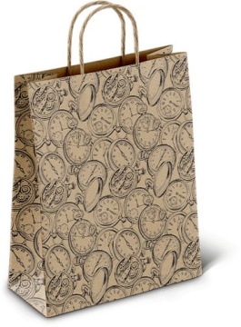 Пакет подар. бумажн. 35*26*15 см, 80 гр/м2 Часы, крученые ручки