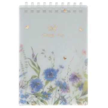 Блокнот А6 пластик, эластичн.гребень, 80л. "Бабочки-Цветы" тисн.фольгой