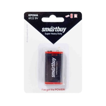 Батарейка 6F-22 (9V) Smartbuy солевая, блистер, цена за 1 шт