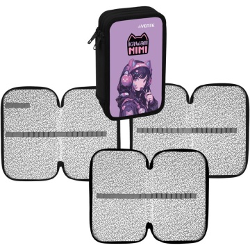 Пенал 2 отд. (205*120*40) молния, картон с конгревным тиснением Kawaii Mimi