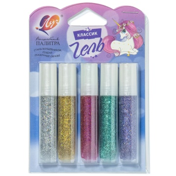 Гель с блестками "Блеск" 5 цв, набор (в блистере)