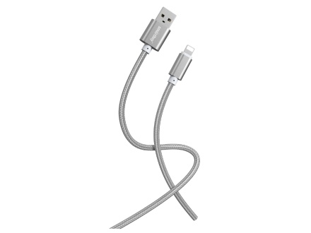 Кабель Smartbuy S02 Lightning для зарядки и передачи данных, серый, 3А, 1м