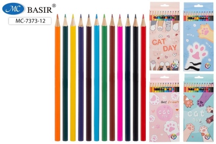 Карандаши цветные. Набор 12 шт. "ЛАПКИ". Деревянные. Ассорти