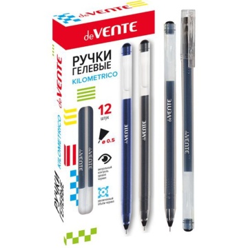 Ручка гелевая deVENTE"Kilometrico" 0,5мм., УВЕЛИЧЕННЫЙ объем , черная