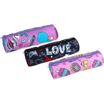Пенал-косметичка (210*60*60) молния, ткань Happy, круглый на 55 пр.