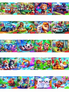 Пазлы в шоу-боксе 35 элементов 20шт "Милые картинки"