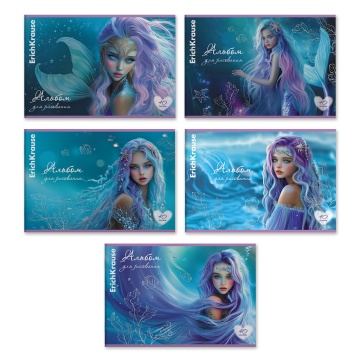 Альбом для рисования на скобе ErichKrause Aquamarine, А4, 40 листов, твин-лак_MIX-PACK