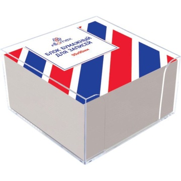 Блок бумаги для записи  (90*90*50мм)  белый, в прозр. пласт.подставке, 70г.м2