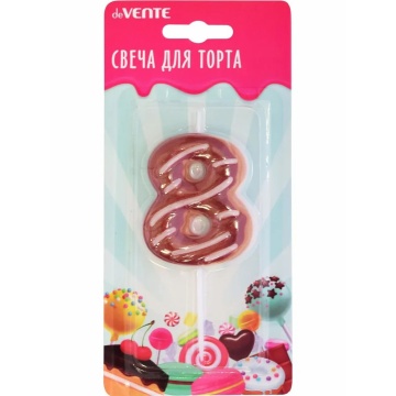 Свеча-цифра "8" Donut  6 см, с 3D декором