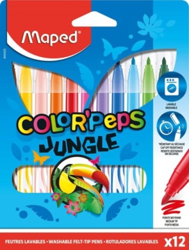 Фломастеры  12цв "Maped. Jungle", смываемые