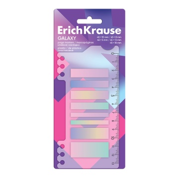 Клейкие закладки пластиковые ErichKrause Galaxy, 45Х10 мм, 45Х8 мм, 45Х5 мм, 45Х13 мм,45Х18 мм, 160
