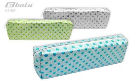 Пенал тубус: "Горошек"; синтетика, с блёстками, на молнии, цветной с рисунком ассорти, 20*6,5*3 см.