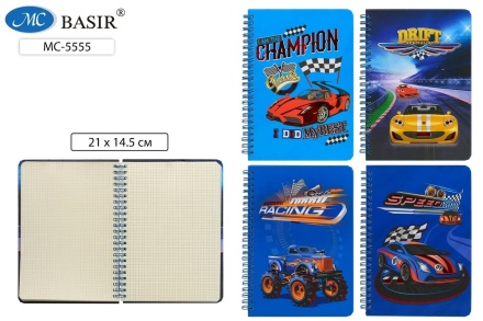 Блокнот А6 7БЦ гребень  60л "Машины" клетка