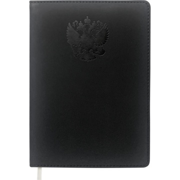Записная книжка 145*205мм  80л. "Emblem" черная, тв. обложка, иск. кожа, клетка