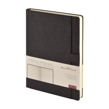 Ежедневник недат. А5 136л., мягк.пер., иск.кожа "Marseille. Черный" карман, лин., ляссе