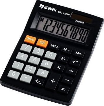 Калькулятор настольный Eleven SDC-022SR, 10 разрядов, двойное питание, 88*127*23мм, черный (339201)