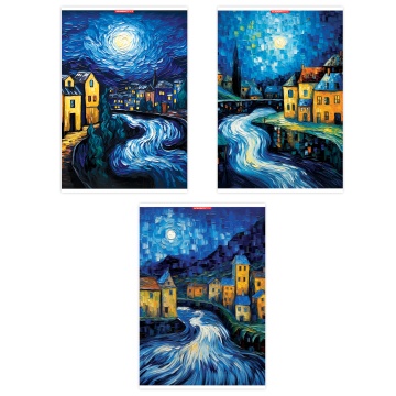Тетрадь А4 48л кл. скоба Academy Style "Город Ван Гога" твин УФ-лак
