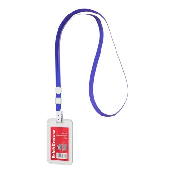 Бейдж вертикальный  в комплекте с лентой ErichKrause книжка, размер вставки 54х85 мм, прозрачный, цв