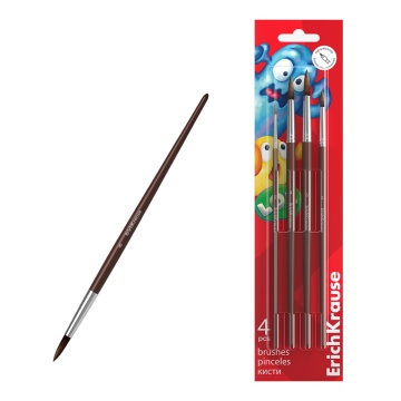 Набор кистей Erich Krause Jolly Friends пони 4шт. 2, 3, 4, 5, д/акварели и гуаши
