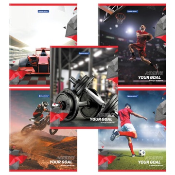 Тетрадь А5 48 л. скоба, клетка, обложка картон, Sport Club (микс в спайке)