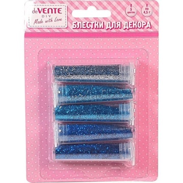 Блёстки декоративные в тубах 5цв*4,5г, ОТТЕНКИ СИНЕГО, набор