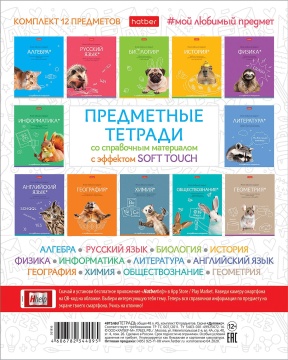 Комплект предметных тетрадей "Мой любимый предмет" 12 шт в упаковке, 48л., софт-тач