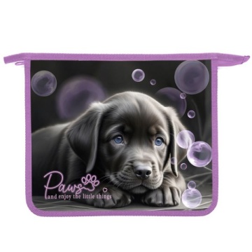 Папка д/тетрад. А5 (240*205*45) 1отд. молния сверху, пластик "Дай лапу" диз. с двух сторон