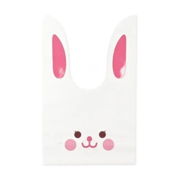 Мешок подар. ПВХ  с ушами 18*30см "Заяц" бело-розовый 50шт/уп