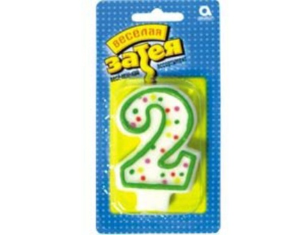 Свеча-цифра "2", 7,6см.