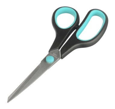 Ножницы Workmate 188 мм, пластиковые черные ручки с резиновыми вставками*12