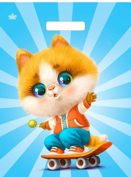 Пакет 40*31см (60мк) с вырубной ручкой "Кот на спорте" Ламинат