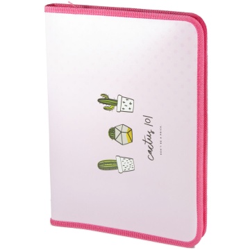 Папка д/труда А4 (325*230*25) 1отд. молния вокруг, пластик "Три кактуса"