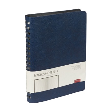 Ежедневник полудат. А5 кож.зам., мягк.пер., гребень, 208л. "Orbit. Синий"