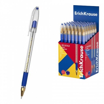 Ручка шар. ЕК Classic Gold L-30 синяя, 0,7мм, игольч.након, рез.держ, пласт.корп.