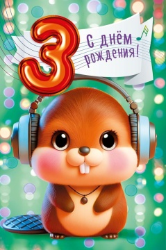 Открытка А5  "3 года. С Днем рождения!"