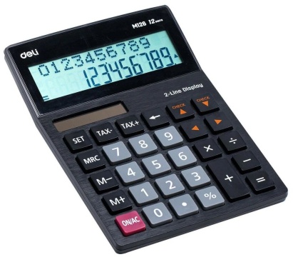 Калькулятор  12 разр. Deli  настольный, ДВУХСТРОЧНЫЙ, черный EM126