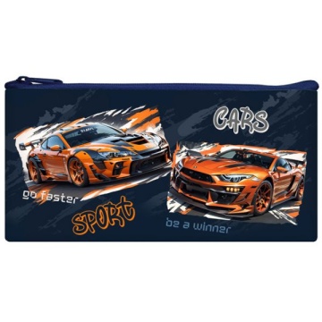 Пенал ткань, на молнии. "Спорткары" (220*120 мм)