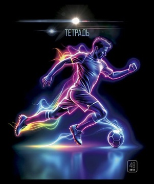 Тетрадь А5 48л кл. ПЗБМ "Футбол" мат.лам., выб.УФ-лак Брайль