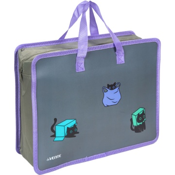 Папка А4 (335*260*100) с ручками, молния, пластик" Cats&Boxes"