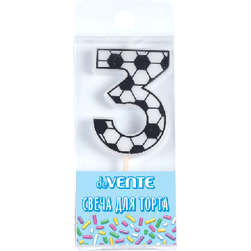 Свеча-цифра "3" Футболист, 5см