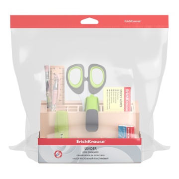 Набор настольный пластиковый ErichKrause Leader, Powder, розовый