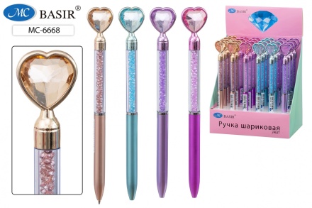 Ручка шариковая "СЕРДЦЕ", поворотный механизм, корп. ассорти, синяя