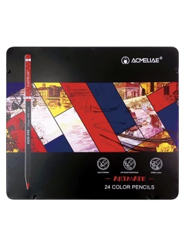 Карандаши цвет. 24цв  Acmeliae Blackwood Artmate, металл. футляр, грифель 4мм, мягкие