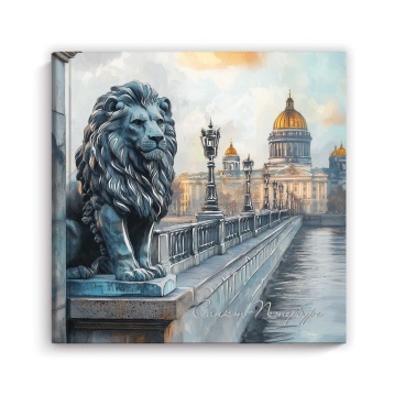 Блокнот 105*105мм 7БЦ  48л "Лев. Санкт-Петербург" кл., глянц.лам., тисн.фольгой