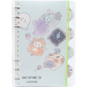 Блокнот B6  40л. "Ghost Meow", лин., пласт.обл. с раздел.,спираль,на резинке