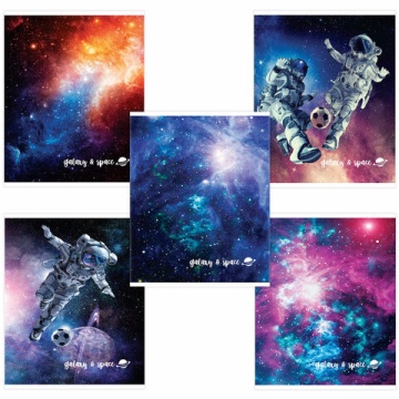 Тетрадь А5 96 л. ЭКО клетка, обложка картон, КОСМОС